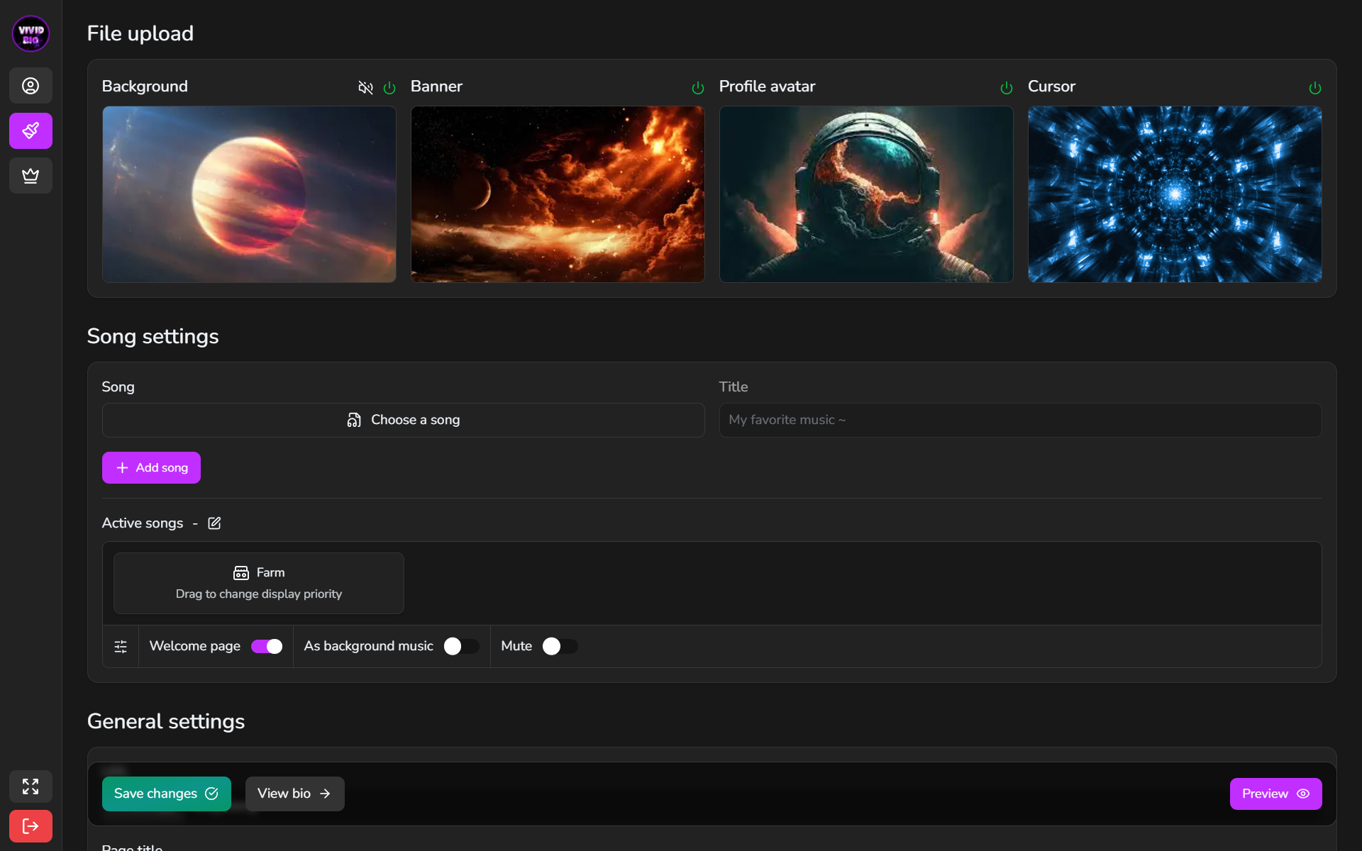 Customize page sample